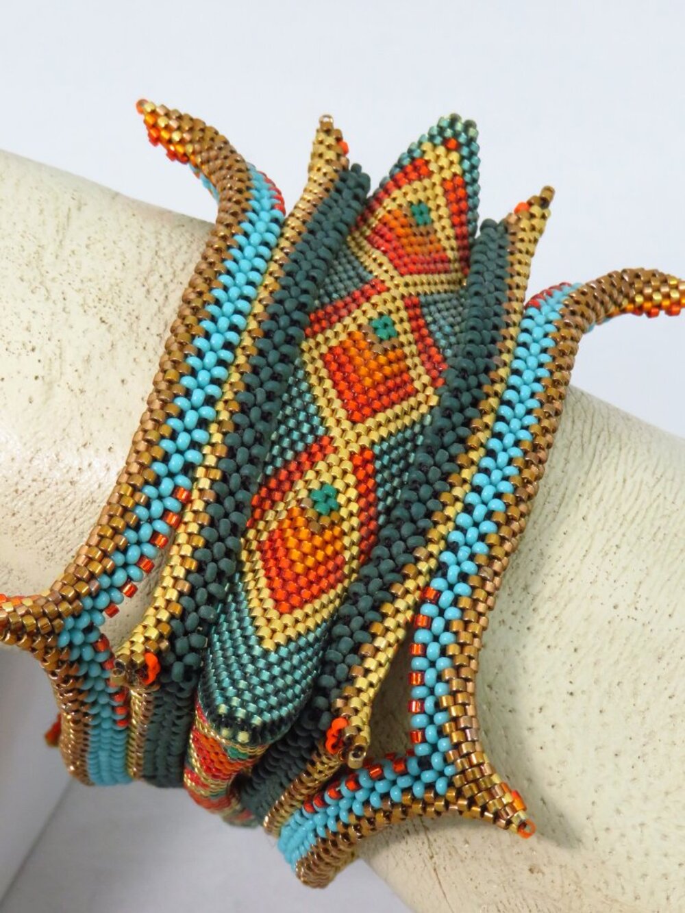 Triangular beaded Celtic bangle bracelet